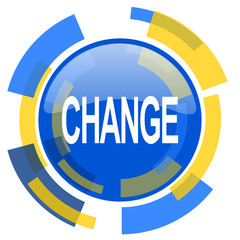 Poster - change blue yellow glossy web icon