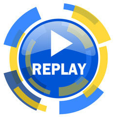 Poster - replay blue yellow glossy web icon