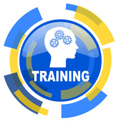 Poster - training blue yellow glossy web icon