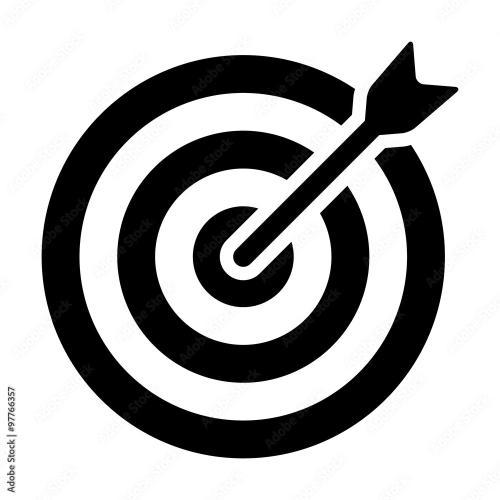 Target (bullseye) with arrow line art icon for apps and websites - obrazy, fototapety, plakaty 