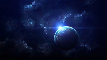 universe scene with planets, stars and galaxies in outer space showing the beauty of space explorati