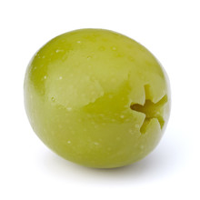 Green Olive Fruit Isolated On White Background Cutout