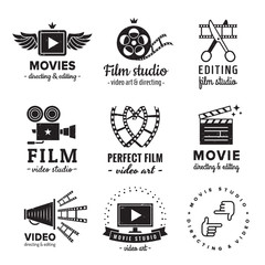 Film, movie and video logo vintage vector set. Hipster and retro style. Perfect for your business design.