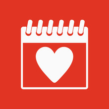 The Calendar Icon. Valentines Day Symbol.