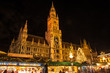 Christmas Market at Marienplatz in Munich with the town hall.