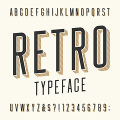Poster - retro typeface. letters, numbers and symbols. vintage alphabet vector font for labels, titles, poste