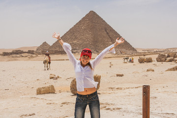 Happy tourist in Egypt.