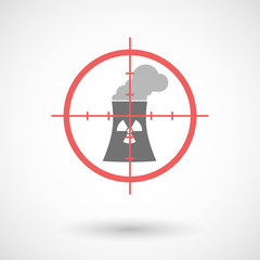 Poster - Red crosshair icon targeting a nuclear power station