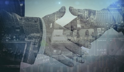 Poster - Composite image of stocks and shares