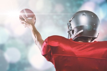 Poster - Rear view of american football player in red jersey