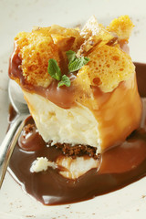 Wall Mural - plated toffee cheesecake dessert