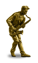 A Bronze Statue Of A Musician