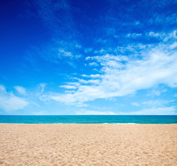 Wall Mural - sea beach blue sky sand sun daylight relaxation landscape viewpo