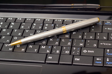 Poster - Electronic collection - laptop keyboard with pen