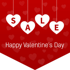 Wall Mural - Happy Valentine's Day sale promotion website hanging banner flag