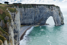 Arch And Cliff Along The Coast, Etretat, Normandy, France