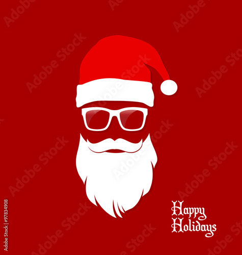 Fotografía Hipster Santa Claus, Party, Greeting Card, Banner, Sticker, Hipster Style