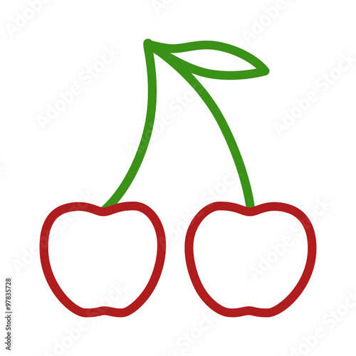 Fotografie, Obraz Cherries line art icon for apps and websites