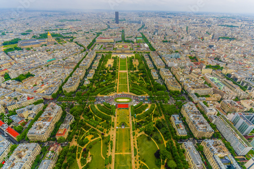 Beautiful view of fields in Champ de Mars, Paris Poster