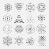 Fototapeta Dinusie - Sacred geometry vector design elements. Alchemy, religion, philosophy, spirituality, hipster symbols and elements
