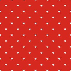 Wall Mural - Seamless polka dot red pattern with hearts