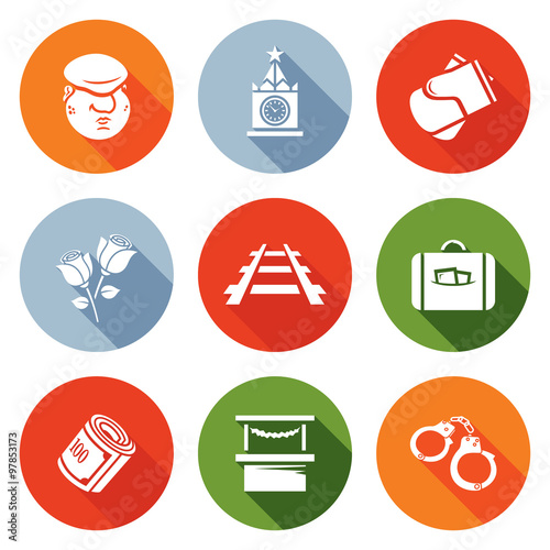 Láminas Newcomer migrant Icons Set. Vector Illustration.