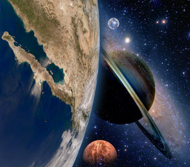 Wall Mural - astrology astronomy earth space solar system creation saturn planet mars moon. elements of this imag
