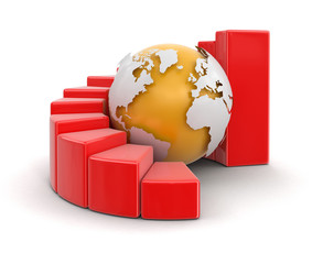 Poster - 3d globe with graph. Image with clipping path