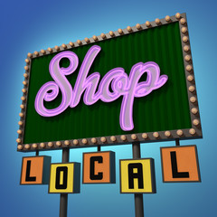 Wall Mural - Shop Local Neon Sign