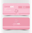 © Natalie Adams - Gift card voucher. Business banner template. Pink color.
