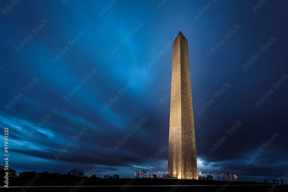 Washington Monument at Night - obrazy, fototapety, plakaty 