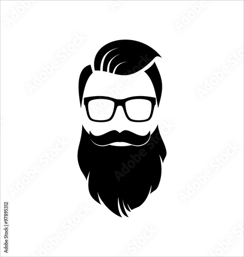 Fotografie, Obraz Hipster Black on White Background, Hairstyle