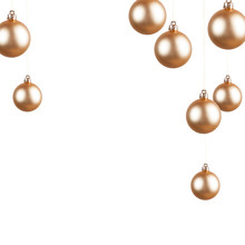 Gold Christmas Decorations On A White Background