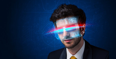 Poster - Man with future high tech smart glasses