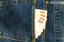 Thai Bank Note In Jeans Pocket