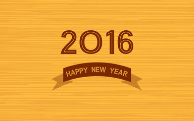 Wall Mural - Happy New Year 2016 and ribbon banner on wooden background (vector)