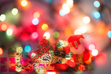 Christmas Background With Festive Decoration On Background Bokeh