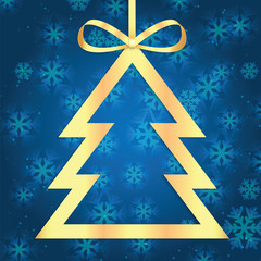 Sticker - Christmas and New Year background with Christmas tree and snowfl