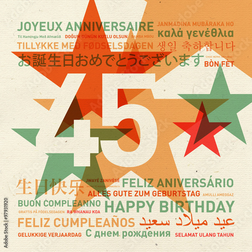 Photographie 45th anniversary happy birthday card from the world
