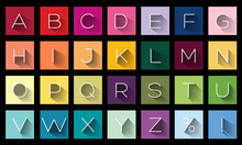 Flat Design Letters, Icons Alphabet Concept Background