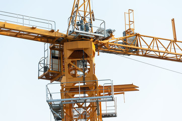 Crane in construction with blue sky