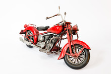 Model Of Old Red Chopper Motorcycle