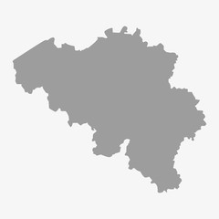 Poster - Map of Belgium in gray on a white background