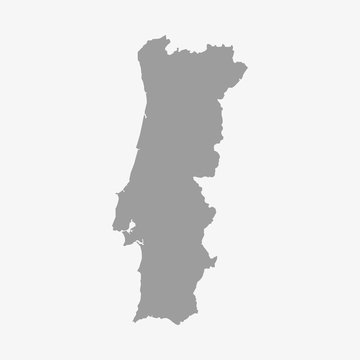 Map of Portugal in gray on a white background