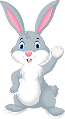 Wall Mural - rabbit cartoon waving hand