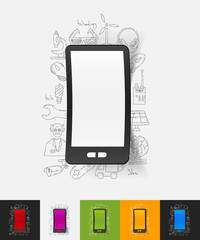 Poster - smartphone paper sticker with hand drawn elements