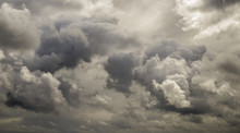 Dark Ominous Grey Storm Clouds. Dramatic Sky In Patagonia