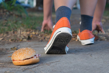 Hamburger and jogging