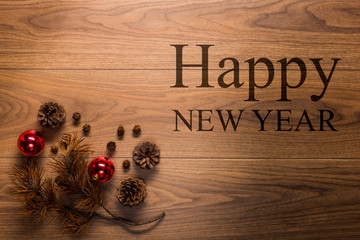 New Year theme background, on wooden table