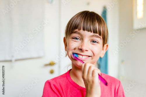 Young child with toothbrush Canvas Print